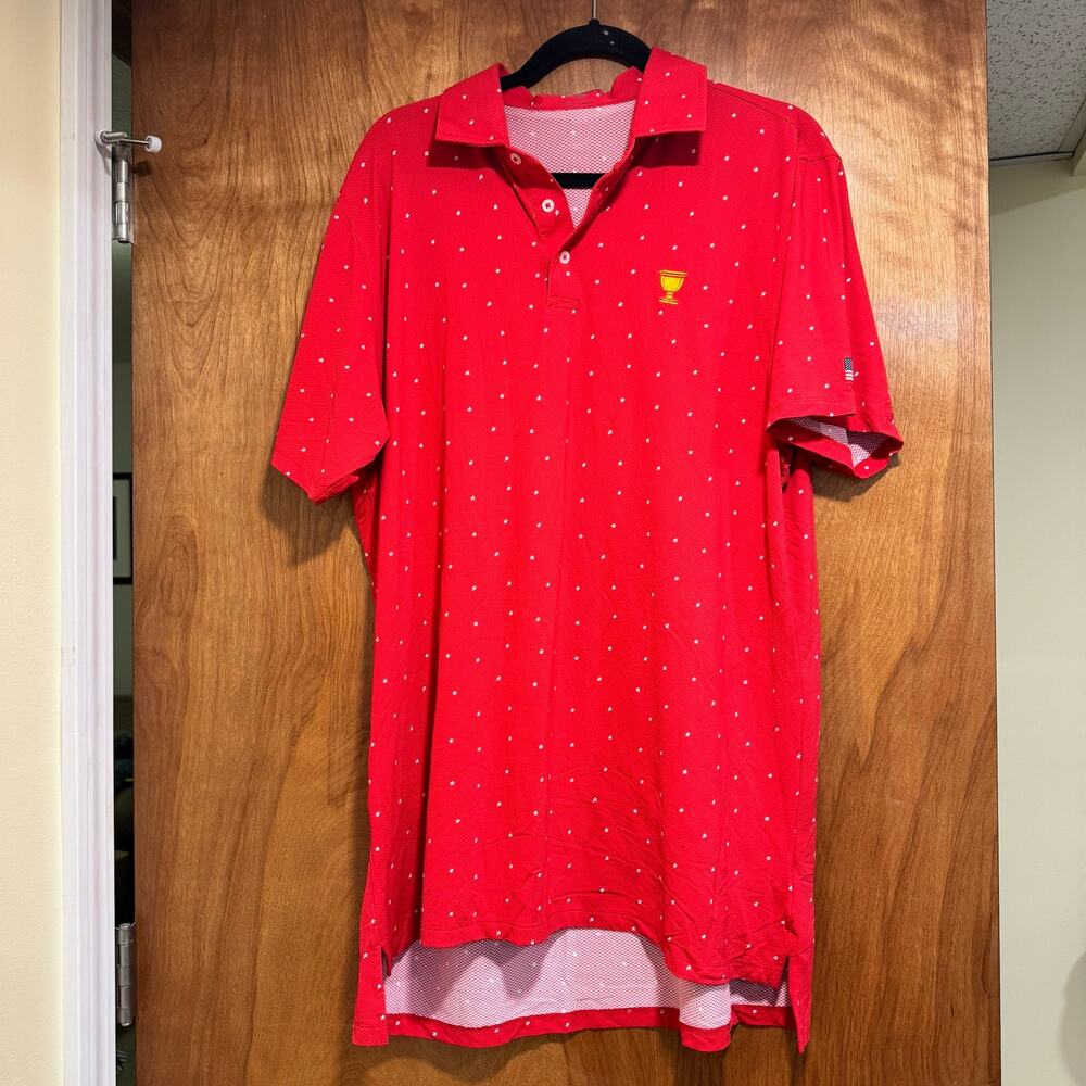Draddy Sport Red Star Print Ryder Cup Golf Polo Shirt Men’s Large